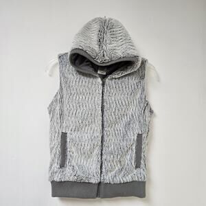Patagonia Size M Conejo Vest Gray Faux Fur Full Zip Hooded Sleeveless Womens